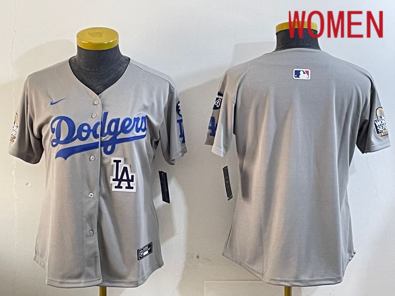 Women Los Angeles Dodgers Blank Grey Game 2024 Nike MLB Jersey style 12058->women mlb jersey->Women Jersey